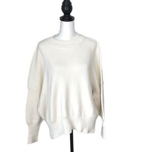 Six Fifty Womens Oversized Sweater Acrylic Cotton Pullover Knit Long Sleeve Crea